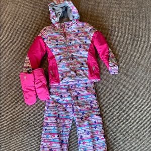 Spyder Kids Ski jacket, pants, and mitten set